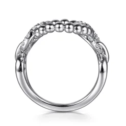 Best Gabriel & Co. 925 Sterling Silver Bujukan and White Sapphire Interlocking Link Ring