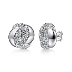 Sale Gabriel & Co. 925 Sterling Silver Bujukan and White Sapphire Spiral Stud Earrings
