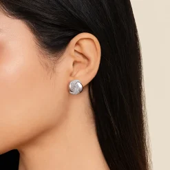 Sale Gabriel & Co. 925 Sterling Silver Bujukan and White Sapphire Spiral Stud Earrings