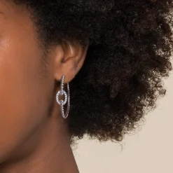 Sale Gabriel & Co. 925 Sterling Silver Bujukan and White Sapphire Hoop Earrings