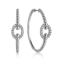 Sale Gabriel & Co. 925 Sterling Silver Bujukan and White Sapphire Hoop Earrings