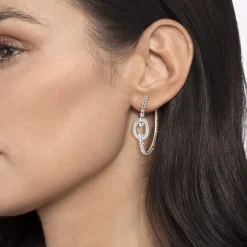 Sale Gabriel & Co. 925 Sterling Silver Bujukan and White Sapphire Hoop Earrings