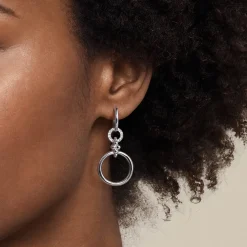 Gabriel & Co. 925 Sterling Silver Bujukan and White Sapphire Drop Link Earrings