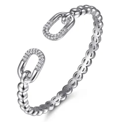 Online Gabriel & Co. 925 Sterling Silver Bujukan and White Sapphire Open Bangle Bracelet