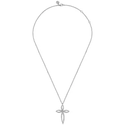 New Gabriel & Co. 925 Sterling Silver Bujukan and White Sapphire Cross Pendant Necklace
