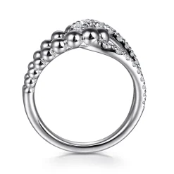 Hot Gabriel & Co. 925 Sterling Silver Bujukan and White Sapphire Interlocking Ladies Ring