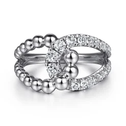 Hot Gabriel & Co. 925 Sterling Silver Bujukan and White Sapphire Interlocking Ladies Ring