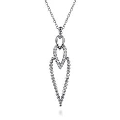 New Gabriel & Co. 925 Sterling Silver Bujukan Beads and White Sapphire Pendant Drop Necklace