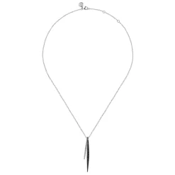 Sale Gabriel & Co. 925 Sterling Silver Bujukan Beads and Graduating Black Spinel Double Spike Pendant Necklace