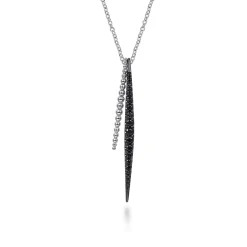 Sale Gabriel & Co. 925 Sterling Silver Bujukan Beads and Graduating Black Spinel Double Spike Pendant Necklace