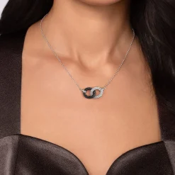 Gabriel & Co. 925 Sterling Silver Bujukan Beads and Black Spinel Interlock Pendant Necklace