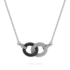 Gabriel & Co. 925 Sterling Silver Bujukan Beads and Black Spinel Interlock Pendant Necklace