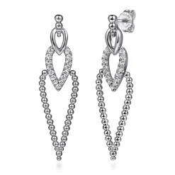 Sale Gabriel & Co. 925 Sterling Silver Bujukan Beads and White Sapphire Stud Drop Earrings
