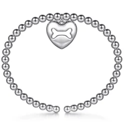 Hot Gabriel & Co. 925 Sterling Silver Bujukan Beaded Heart Charm Bangle Bracelet