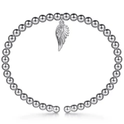 Hot Gabriel & Co. 925 Sterling Silver Bujukan Beaded Angel Wing Charm Bangle Bracelet