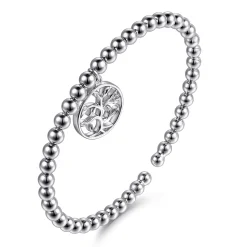 Hot Gabriel & Co. 925 Sterling Silver Bujukan Beaded Tree of Life Charm Bangle Bracelet