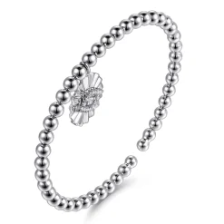 Best Gabriel & Co. 925 Sterling Silver Bujukan Beaded White Sapphire Evil Eye Charm Bangle Bracelet
