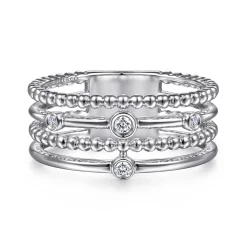Clearance Gabriel & Co. 925 Sterling Silver Bujukan Bezel Set Diamond Easy Stackable Ring