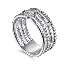 Clearance Gabriel & Co. 925 Sterling Silver Bujukan Bezel Set Diamond Easy Stackable Ring