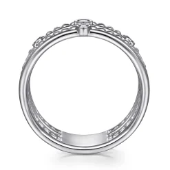 Clearance Gabriel & Co. 925 Sterling Silver Bujukan Bezel Set Diamond Easy Stackable Ring