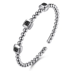 Clearance Gabriel & Co. 925 Sterling Silver Bujukan Black Spinel Station Bangle Bracelet