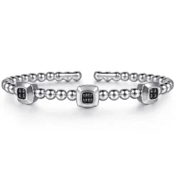 Clearance Gabriel & Co. 925 Sterling Silver Bujukan Black Spinel Station Bangle Bracelet