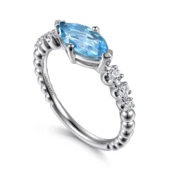 Online Gabriel & Co. 925 Sterling Silver Bujukan Blue Topaz and White Sapphire Ring