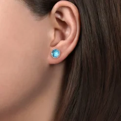 Clearance Gabriel & Co. 925 Sterling Silver Bujukan Blue Topaz Stud Earrings