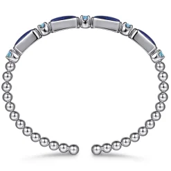 Hot Gabriel & Co. 925 Sterling Silver Bujukan Blue Topaz and Lapis Split Bangle Bracelet