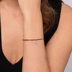 Online Gabriel & Co. 925 Sterling Silver Bujukan Blue Topaz Starburst and Red Agate Bracelet
