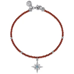 Online Gabriel & Co. 925 Sterling Silver Bujukan Blue Topaz Starburst and Red Agate Bracelet