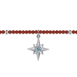 Online Gabriel & Co. 925 Sterling Silver Bujukan Blue Topaz Starburst and Red Agate Bracelet