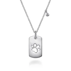 Outlet Gabriel & Co. 925 Sterling Silver Bujukan Dog Tag Paw Print Pendant Necklace
