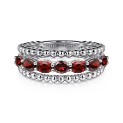 Best Gabriel & Co. 925 Sterling Silver Bujukan Garnet Easy Stackable Ring