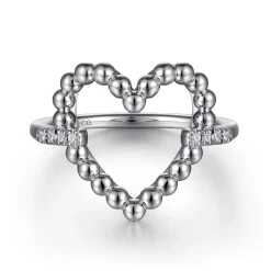 Hot Gabriel & Co. 925 Sterling Silver Bujukan Heart Diamond Ladies Ring