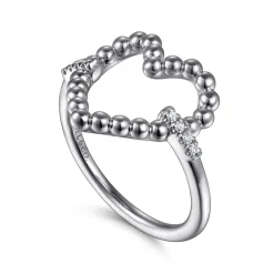 Hot Gabriel & Co. 925 Sterling Silver Bujukan Heart Diamond Ladies Ring