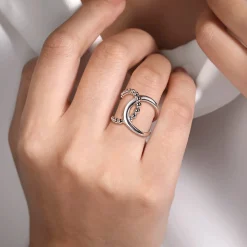 Hot Gabriel & Co. 925 Sterling Silver Bujukan Interlocking Wide Band Ring