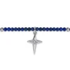 Hot Gabriel & Co. 925 Sterling Silver Bujukan Lapis Bead and White Sapphire Cross Charm Bracelet