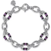 Sale Gabriel & Co. 925 Sterling Silver Bujukan Link Chain Bracelet with Black and Purple Enamel