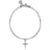 Outlet Gabriel & Co. 925 Sterling Silver Bujukan Moon Stone Bead and White Sapphire Cross Charm Bracelet