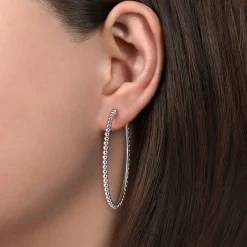 New Gabriel & Co. 925 Sterling Silver Bujukan Oval Classic 50mm Hoop Earrings