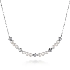 Outlet Gabriel & Co. 925 Sterling Silver Bujukan Pearl Station Necklace