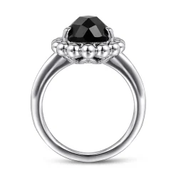 Best Gabriel & Co. 925 Sterling Silver Bujukan Pear Shape Onyx Lady's Ring