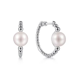 Online Gabriel & Co. 925 Sterling Silver Bujukan Pearl Classic Hoop Earrings