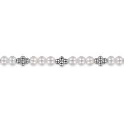 Sale Gabriel & Co. 925 Sterling Silver Bujukan Pearl Station Bracelet
