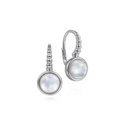 Hot Gabriel & Co. 925 Sterling Silver Bujukan Rock Crystal and White MOP Leverback Earrings