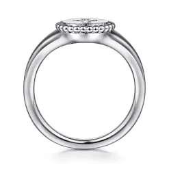 Sale Gabriel & Co. 925 Sterling Silver Bujukan Signet Ring with Diamond Cross