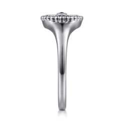 New Gabriel & Co. 925 Sterling Silver Bujukan Signet Ring with Diamond and Sapphire Evil Eye