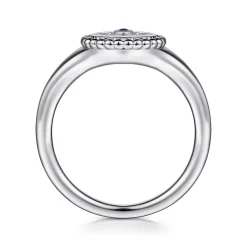 New Gabriel & Co. 925 Sterling Silver Bujukan Signet Ring with Diamond and Sapphire Evil Eye