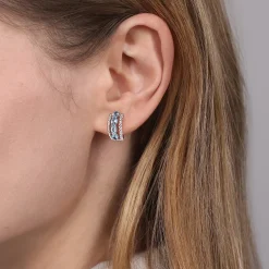 Gabriel & Co. 925 Sterling Silver Bujukan Swiss Blue Topaz Huggie Earrings